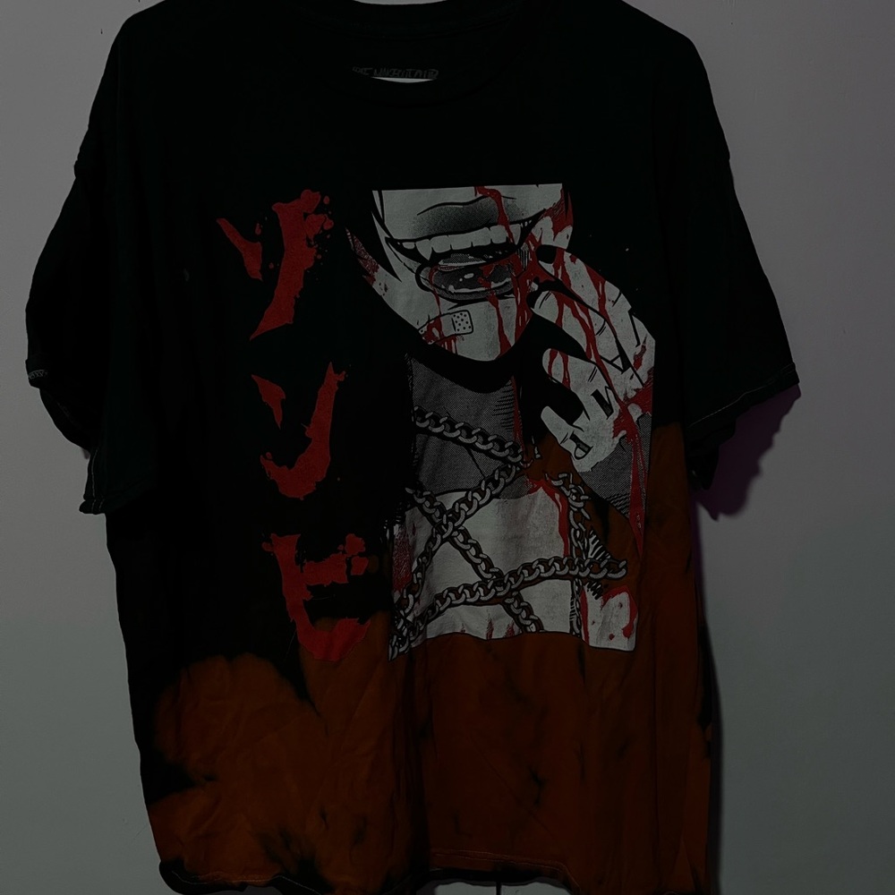 Graphic Tee with Red and Black Design